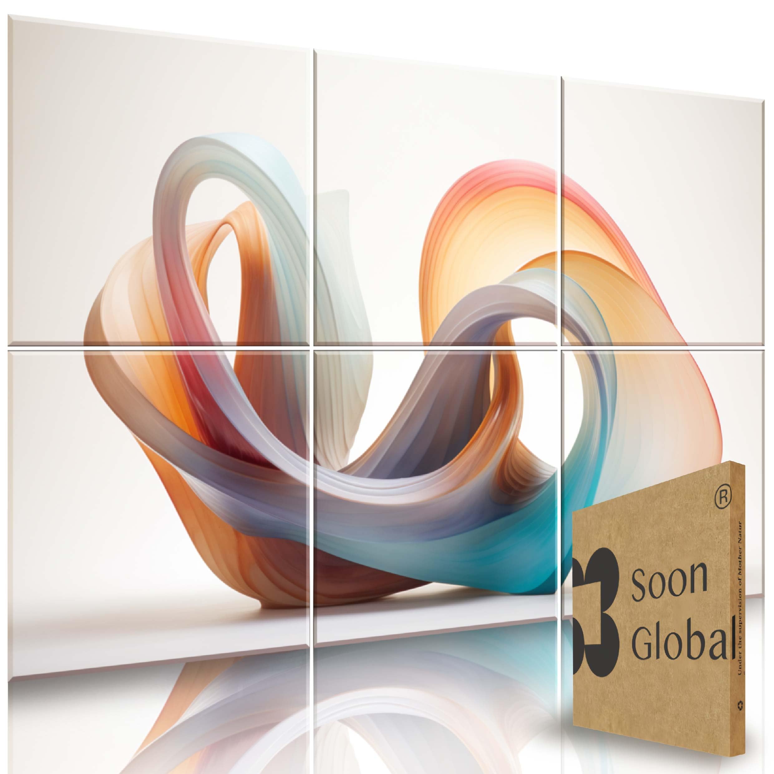 Acoustical Wall Panels, 6-Piece 23.62 X 23.62 Inches Art Acoustic Panels, Decorative Acoustic Panels, Acoustic Wall Panels, Sound Absorbing Wall Art, Arcadian Vortex